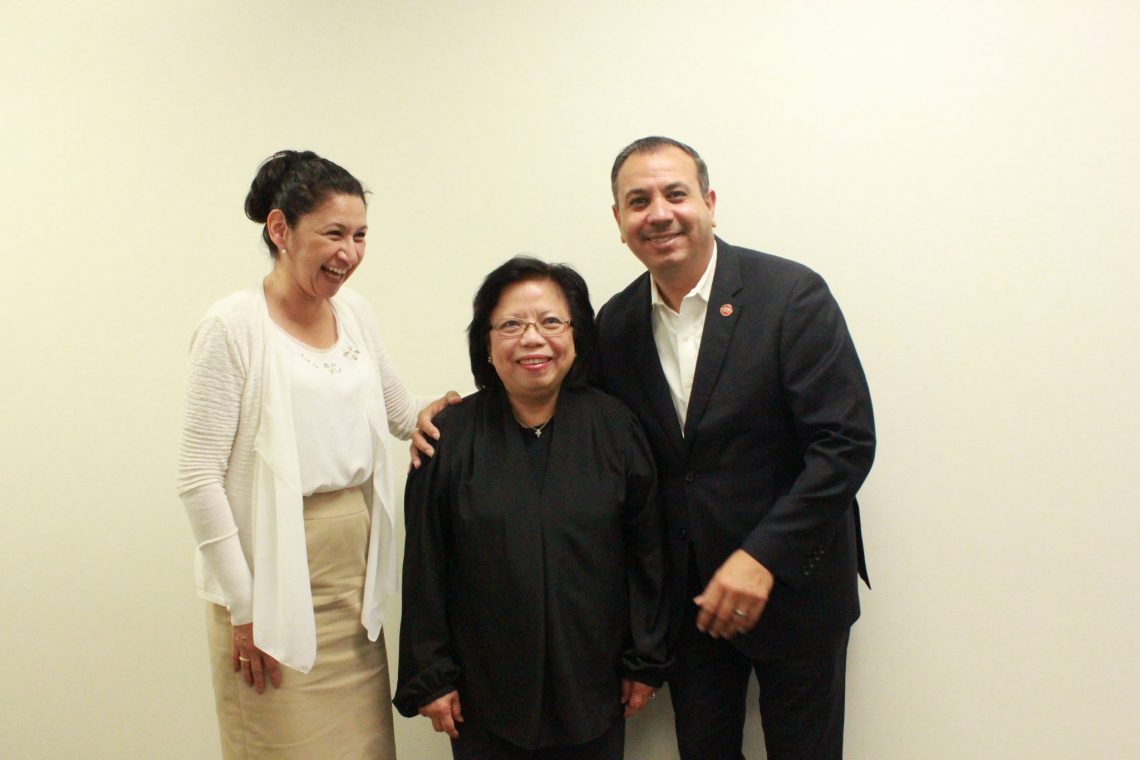 Senator Tony Mendoza(right) and his wife(left) pose for a photo with Dr. Lydia Aguilera (center)